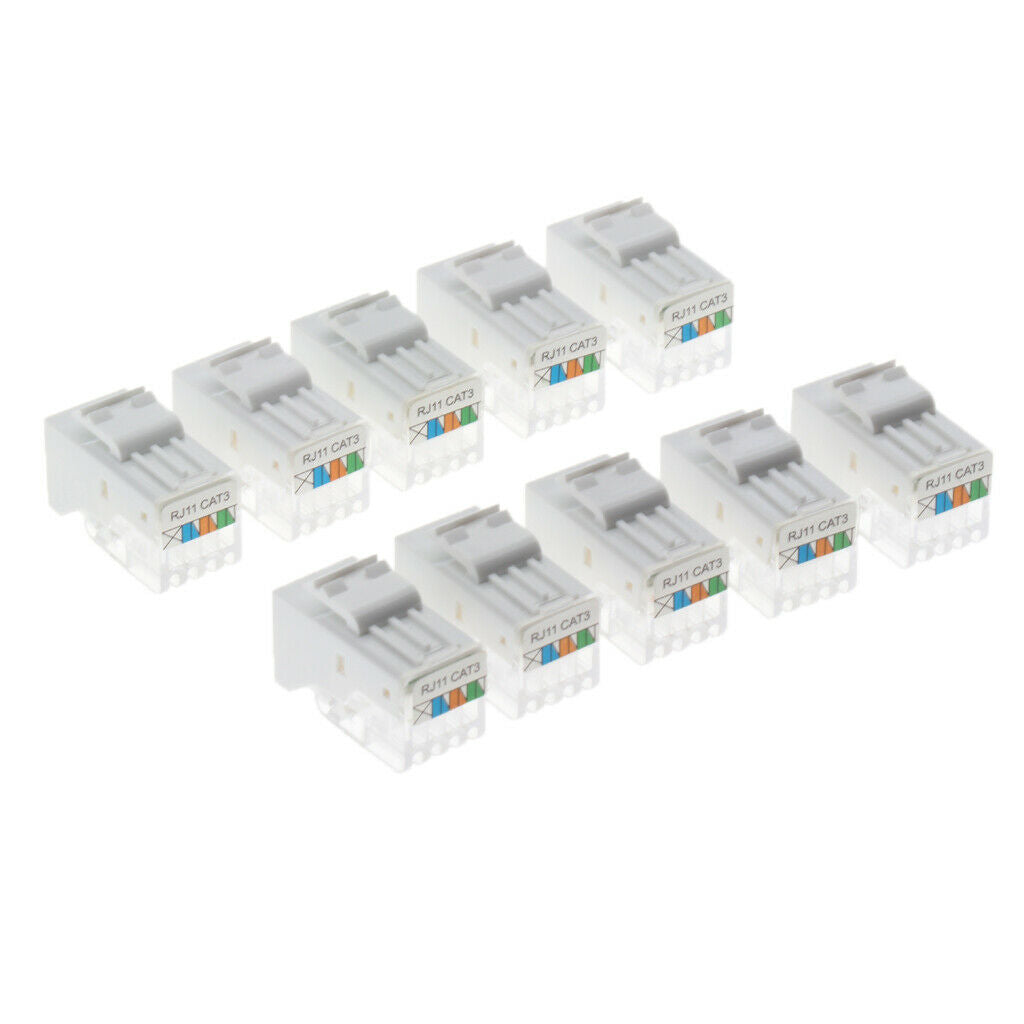 10pc CAT3 Toolless Keystone SnapIn Insert   RJ11   for DSL Voice Phone
