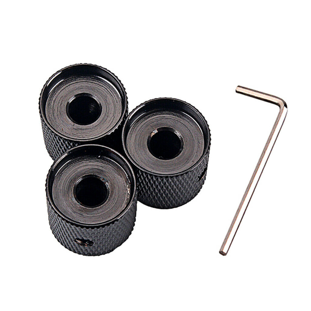 3pcs Metal Control Knobs Durable Electric Guitar Volume Tone Knob w/ Wrench