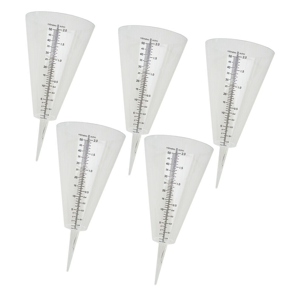 5 Pieces Plastic Rain Gauge with Stakes for Home Outdoor