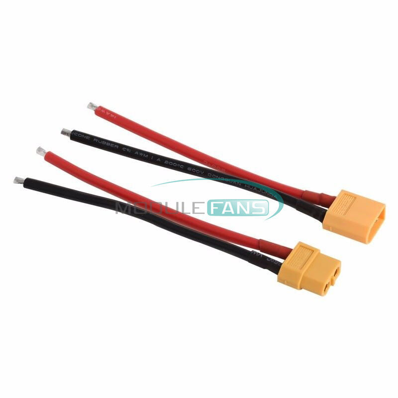 2PCS XT60 Connector Male and Female W/ Housing 10CM Silicon Wire 14AWG Cable