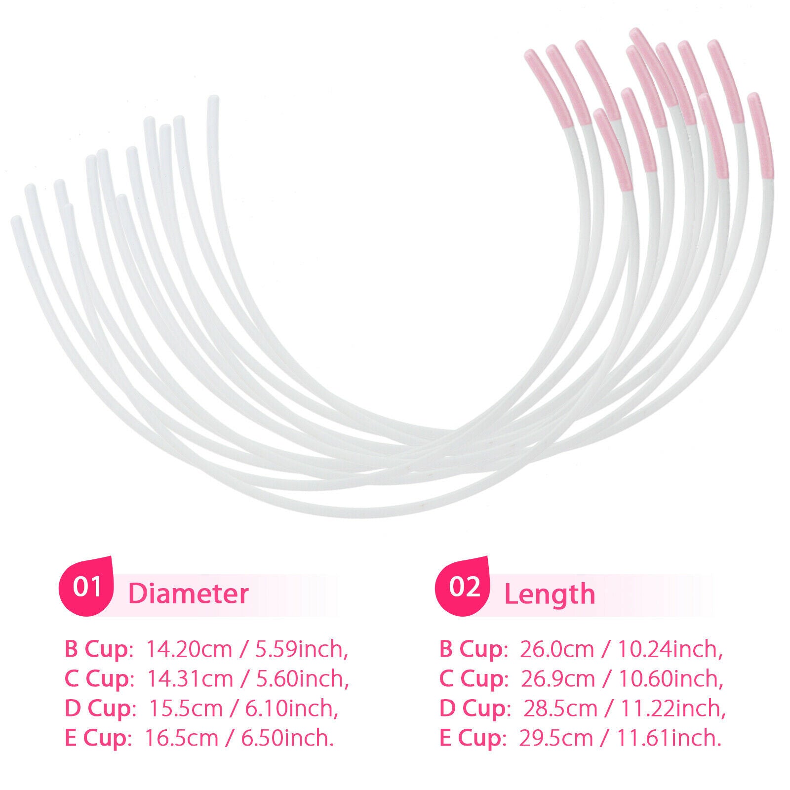 6Pairs Bra Underwires, Stainless Steel Underwire Replacement for High Bras C Cup