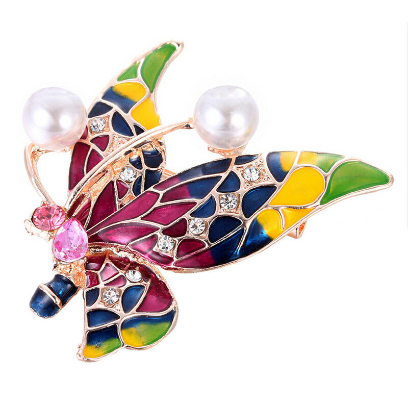 Animal Butterfly Crystal Enamel Brooch Pin Insect Lapel Pin Jewelry Women GA Rf