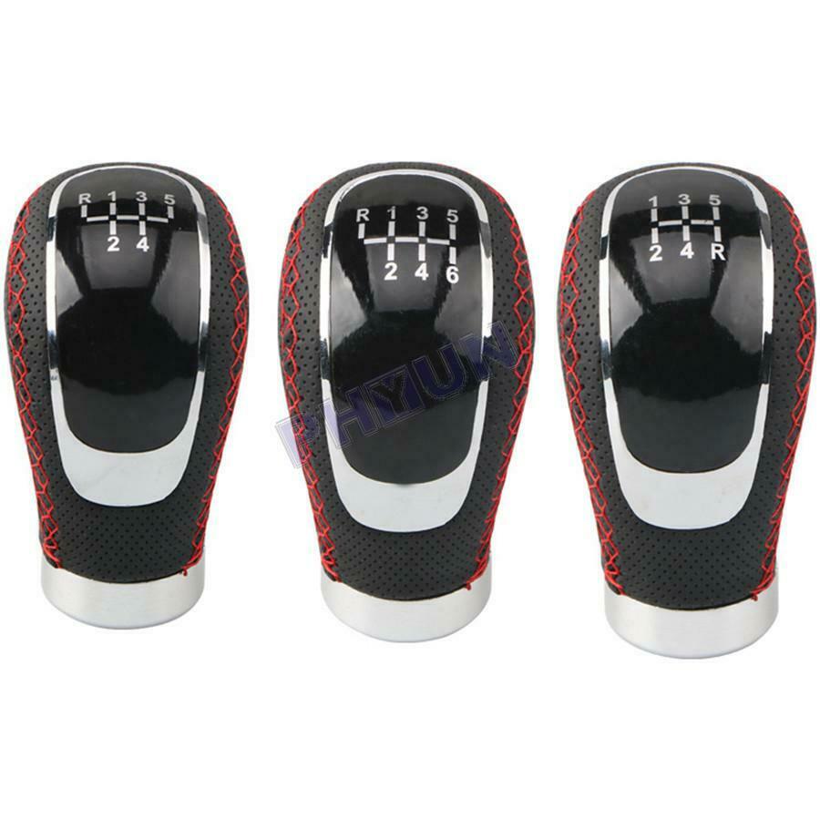 Car SUV Gear Shift Knob Manual Shifter Lever PU Leather + 3x Cap Cover Universal