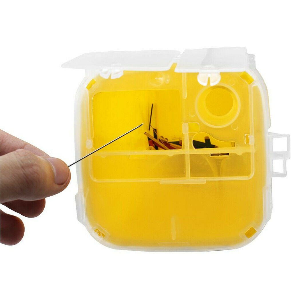 Portable Sharps Needles Disposal Bin Container Box Trash Can With Lid Yellow