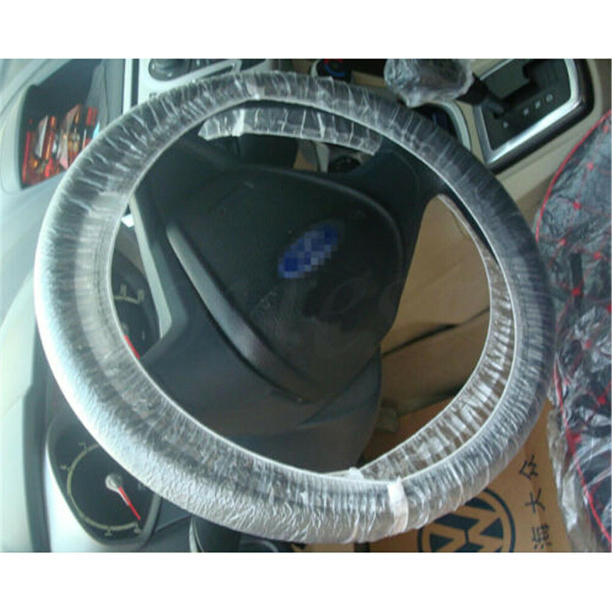 20Pcs Universal Clear White Plastic Disposable Steering Wheel Cover for Car