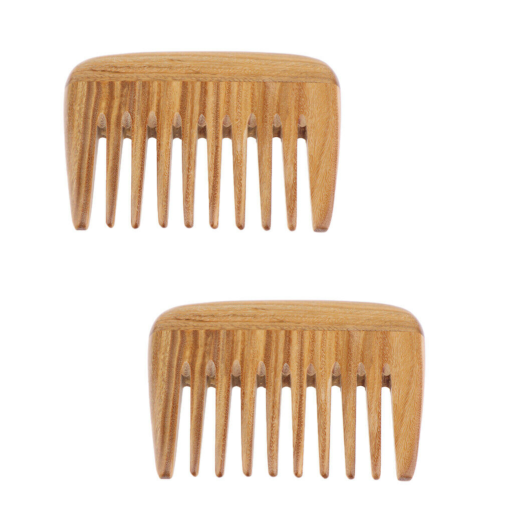 2Pcs 4" Retro Pocket Brush Anti-static Natural Massage Wide Teeth Hair Comb