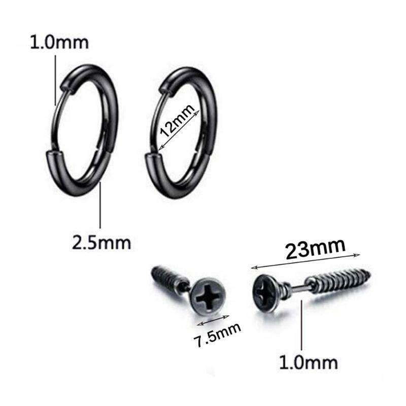 6 Pair/set Trend Men Women Stainless Steel Personality Punk  Earrings Unisex Ear