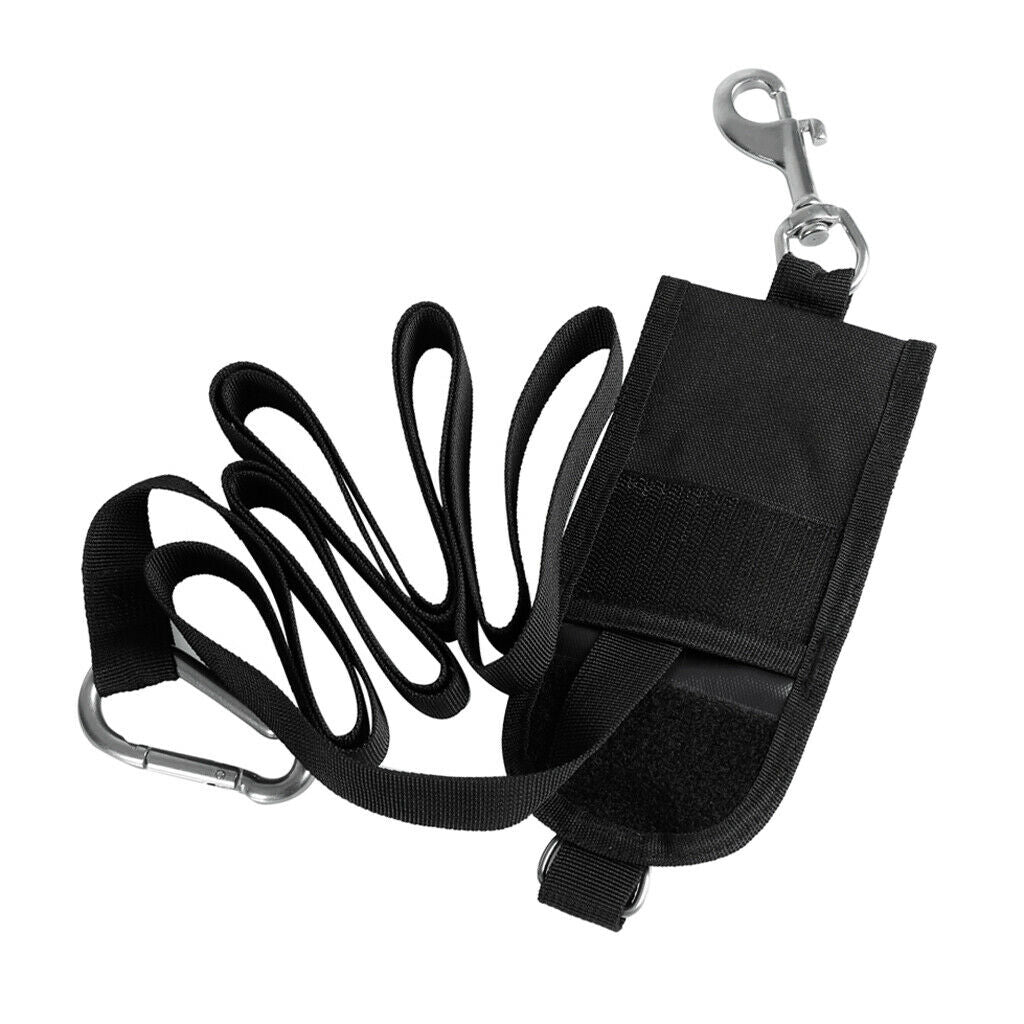 2X Nylon Scuba Diving Safety Stop Jon Line Webbing & Pouch Carabiner Bolt Snap