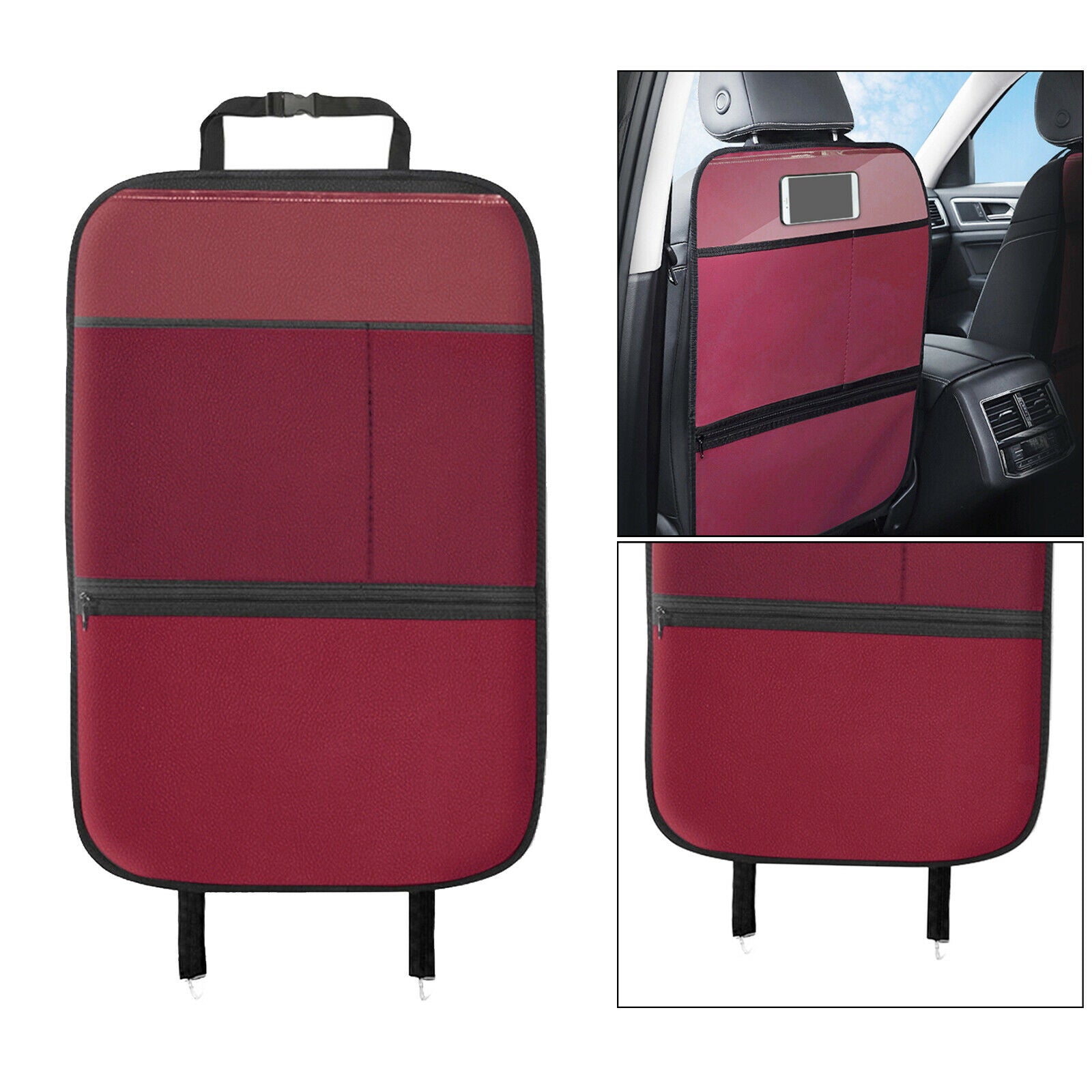 Universal Car Seat Back Cover Organizer w/Storage Pockets Kick Mat Clean Anti