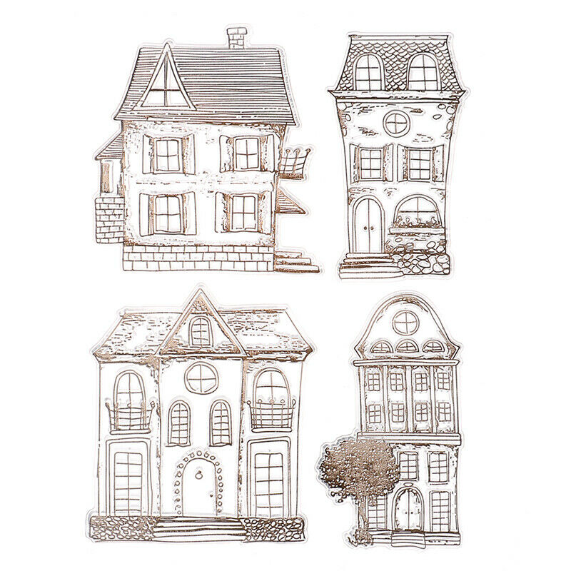 Houses Pattern Transparent Clear Stamp Silicone Seals DIY Scrapbooking Card M KX