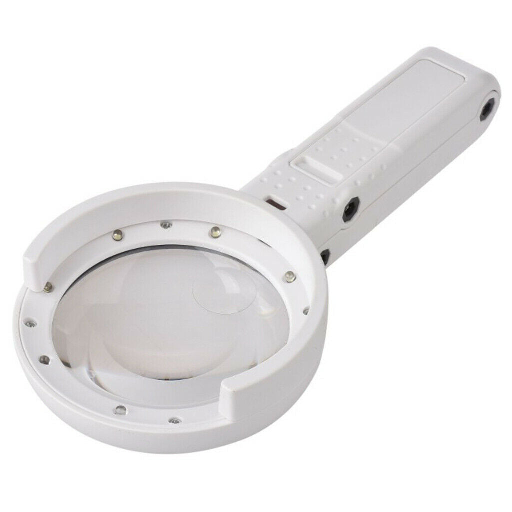 Folding Eight-LED Lighted 5X 10X Magnifier Magnifier Loupe for Coins Maps