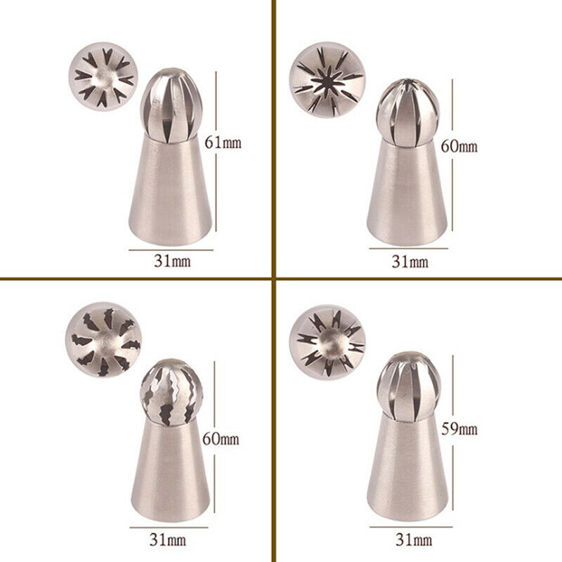 4* Russian Piping Nozzle Sphere Ball Icing Confectioners Pastry Tip Diy Cu&q TL