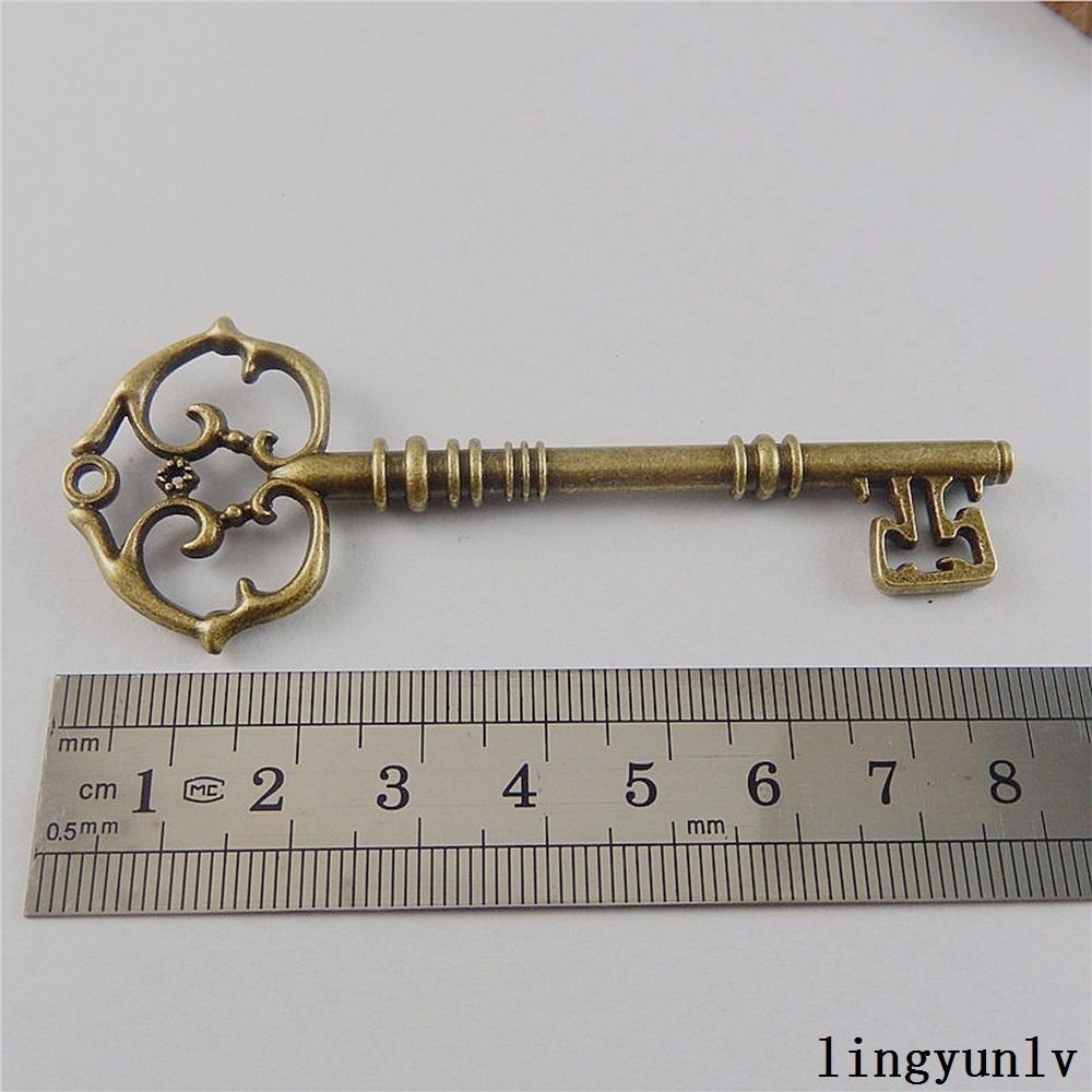 82x30x5mm Antiqued Bronze Floral Key Pendant Charm Alloy For Jewelry Craft 4 pcs