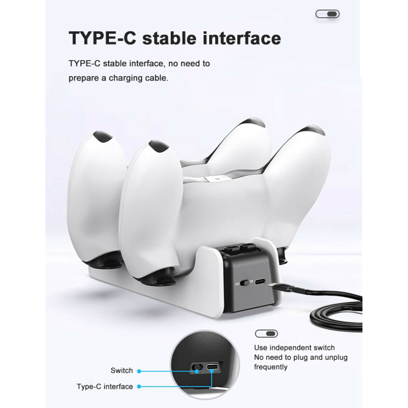 Portable Fast Charging Dual Charging Station Charger for PS5 Controller