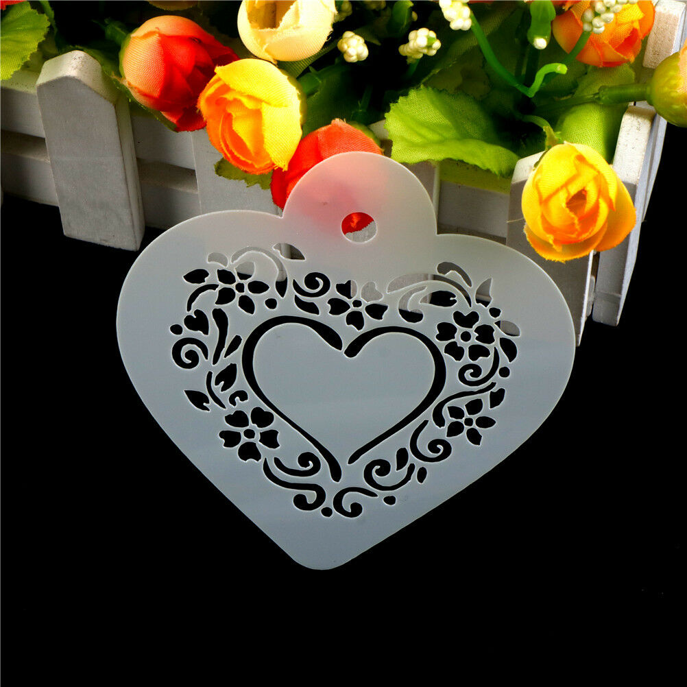 Valentine Cappuccino Coffee Stencils Cake Template Mold Strew Flowers To .l8