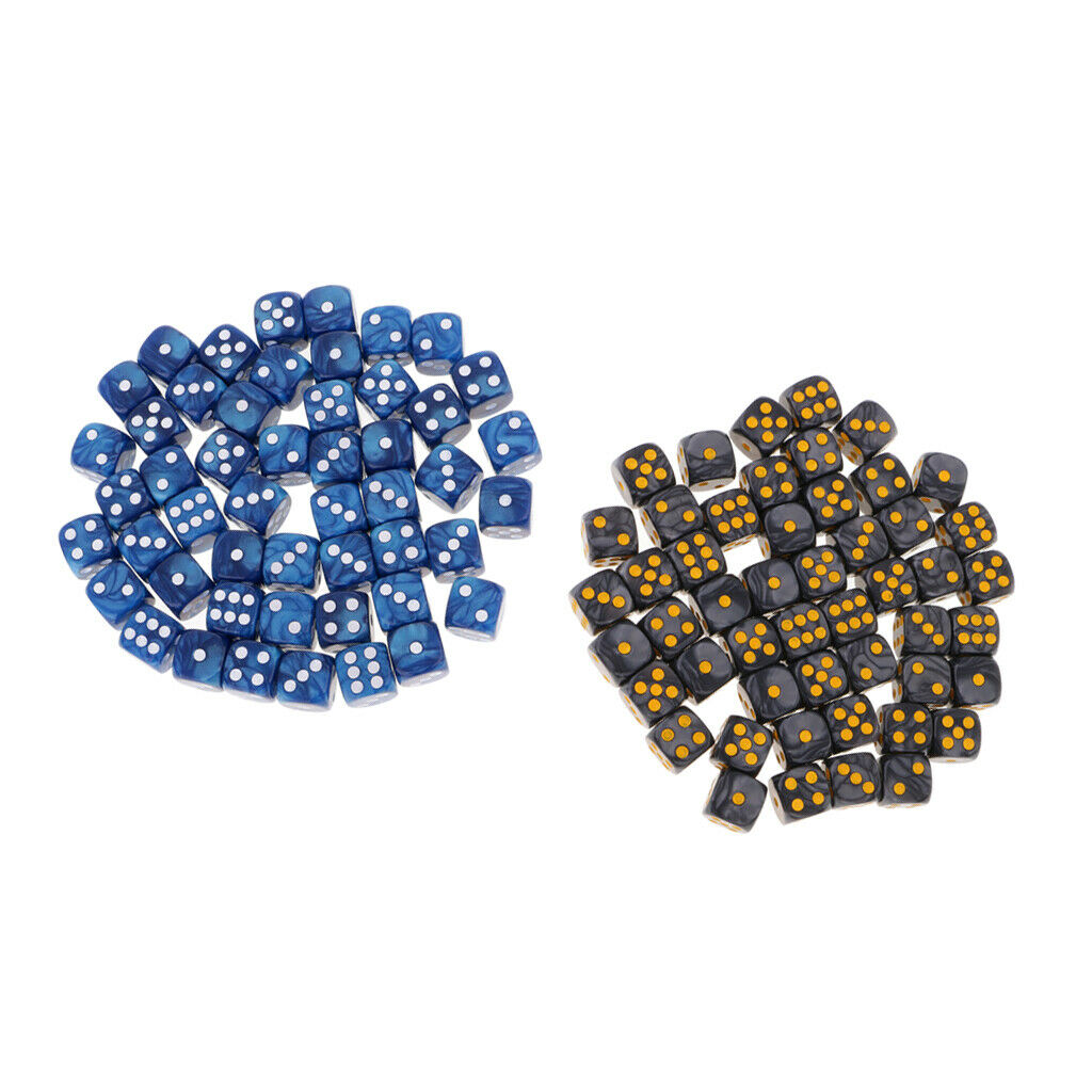 100Pieces D6 Round Corner Dotted Dice 16mm for  MTG TRPG