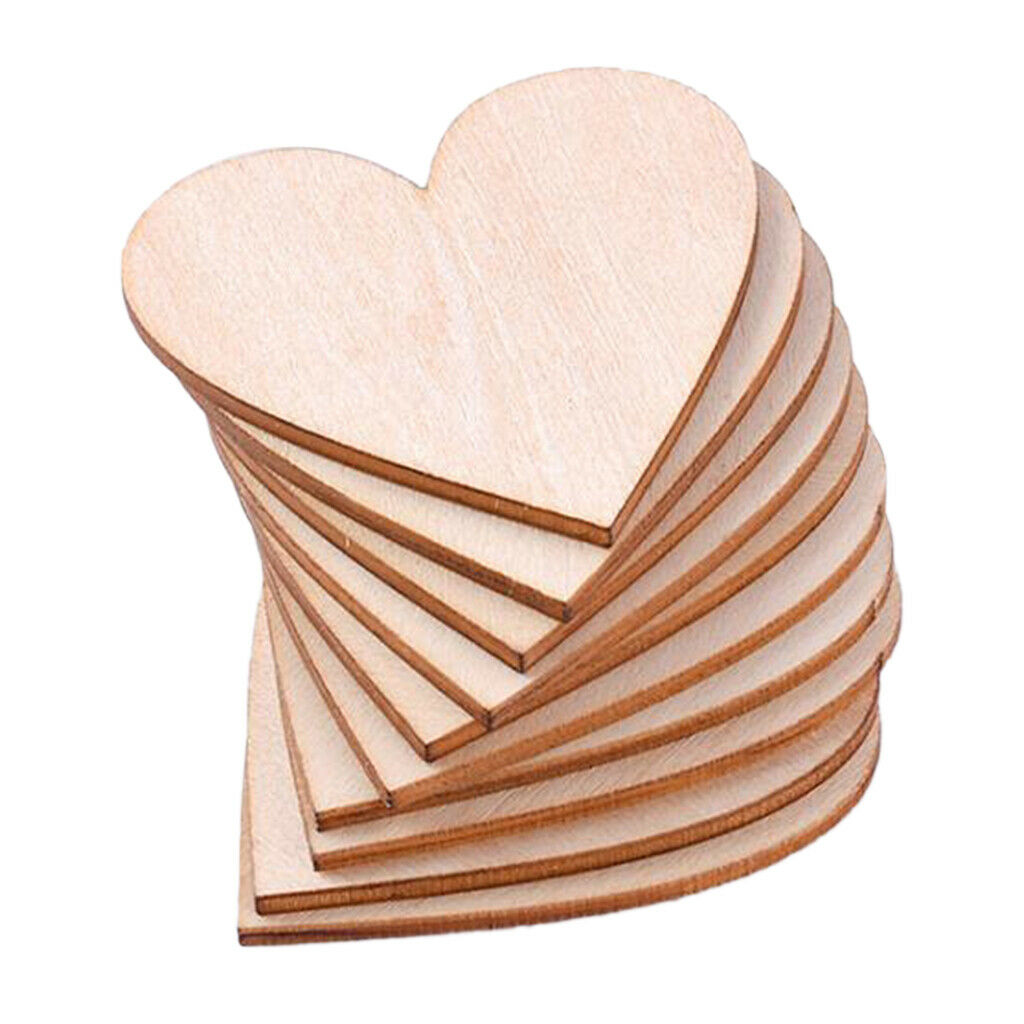 20 Pieces Natural Cutouts Wood Heart Shapes DIY Craft Wooden Embellishments