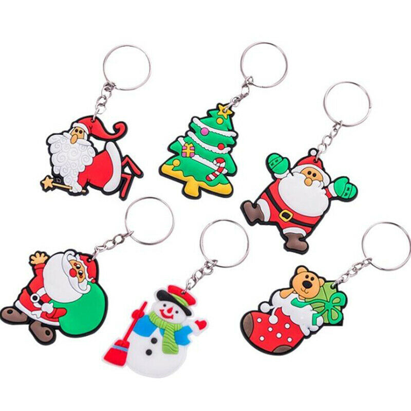 6pcs Cartoon Cute Creative Santa Claus Keychain key Ring Christmas Gift Penda Pb