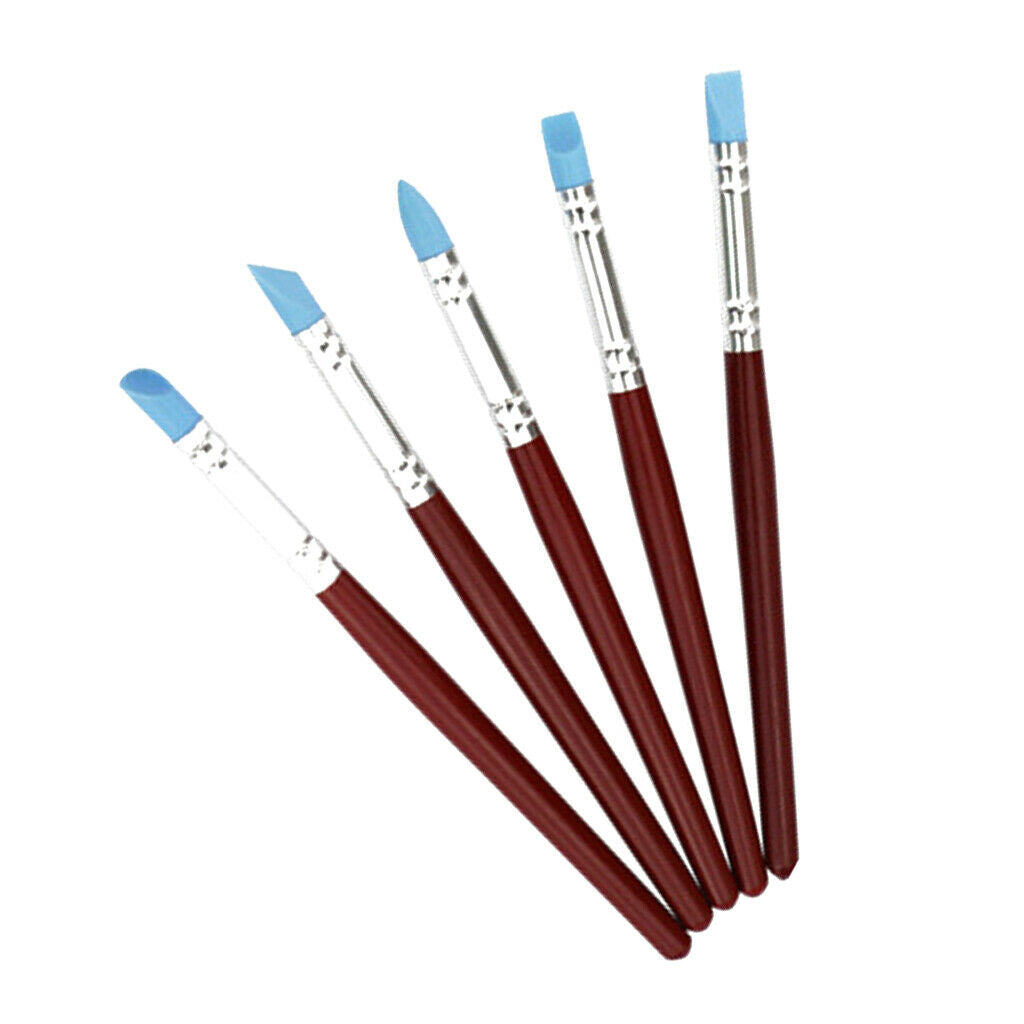 5xArt Brush Set Painting Moulding Pen Modeling Rubber Shapers Sculpting Tool