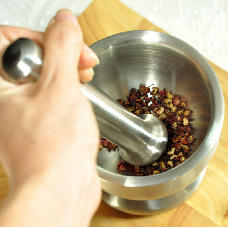 Mortar Pestle Pugging Pot Garlic Spice Grinder Pharmacy Herbs Bowl Mill GrinFCA