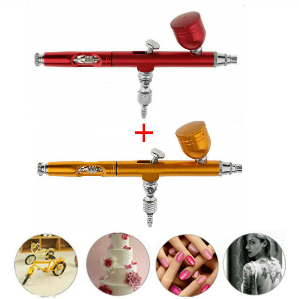 2pcs 0.3mm Dual Action Airbrush Paint Spray Gun Kit Tattoo Nail Hobby Tools