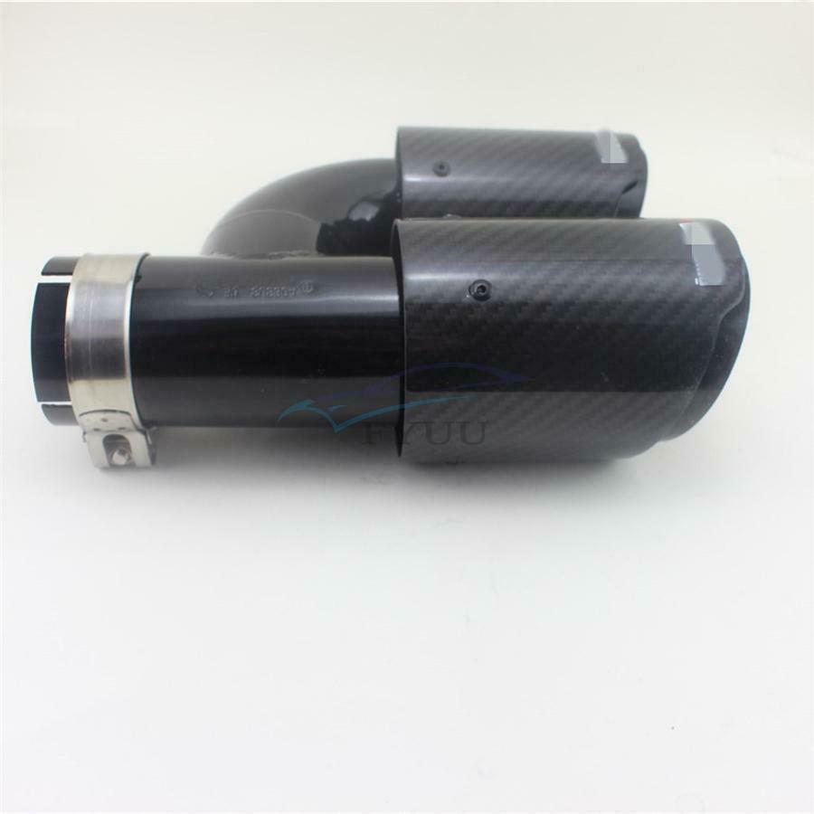 1× ID63mm OD89mm Universal Glossy Black Car Right Side Exhaust Pipe Tail Muffler