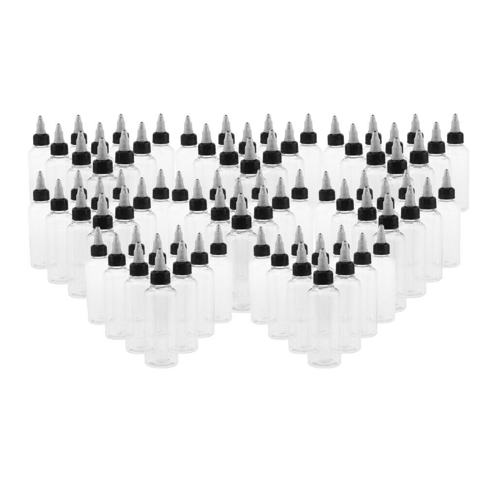80x 100ml Plastic Pointed Cosmetics Bottles for Hair Dye Paint Ink Dressings