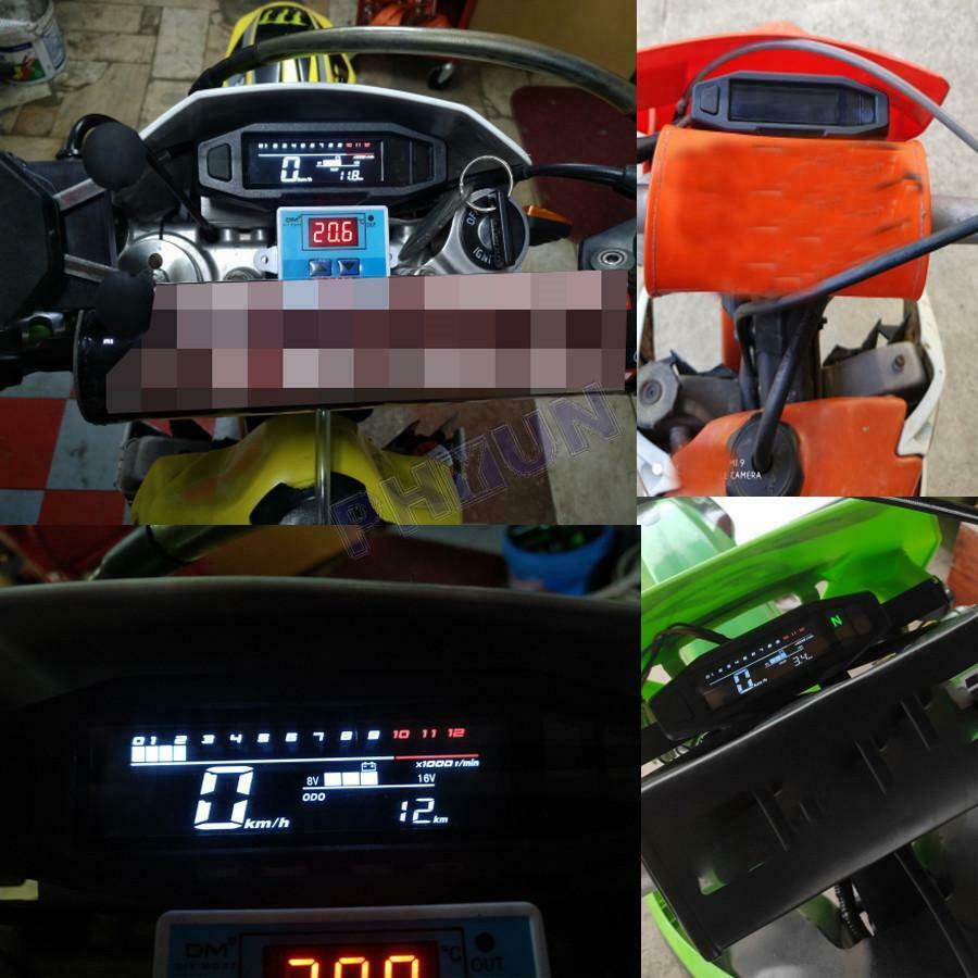 Motorcycle LCD Digital Speedometer Odometer + Sensor Max Speed 199km/h Universal