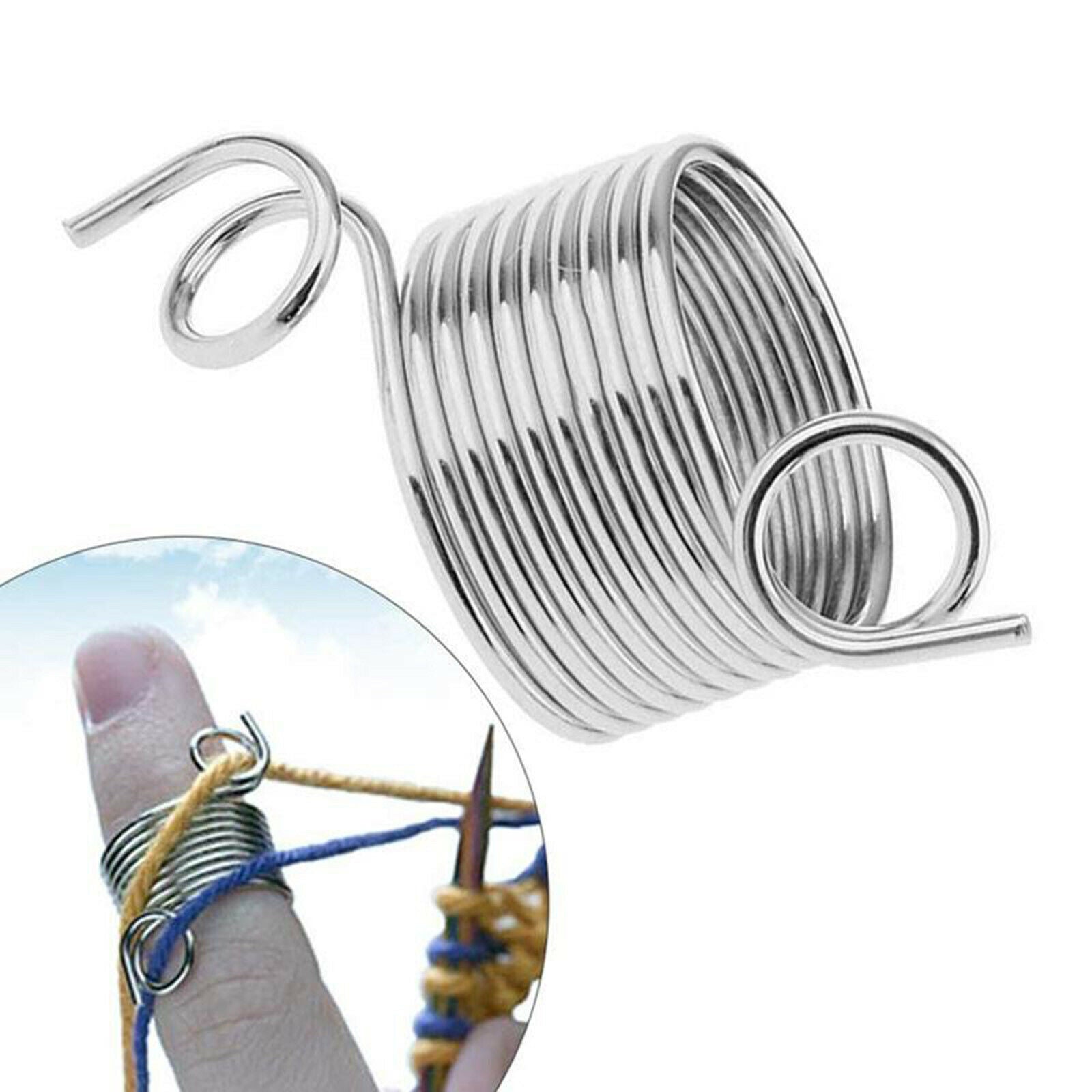 6x Finger Wear Thimble Yarn Guide Needle Thimble Plastic Ring Type Knitting Tool