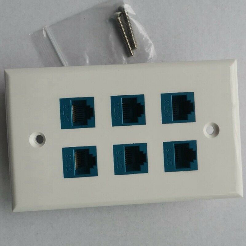 Cat 6 Ethernet Wall Plate 6 Port,Ethernet Wall Plate Female-Female Removable CD7