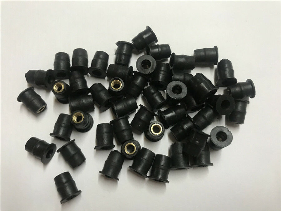 50 Pcs M5x0.8mm Thread Rubber Brass Motorcycle ATV Windscreen& Body Well Nuts