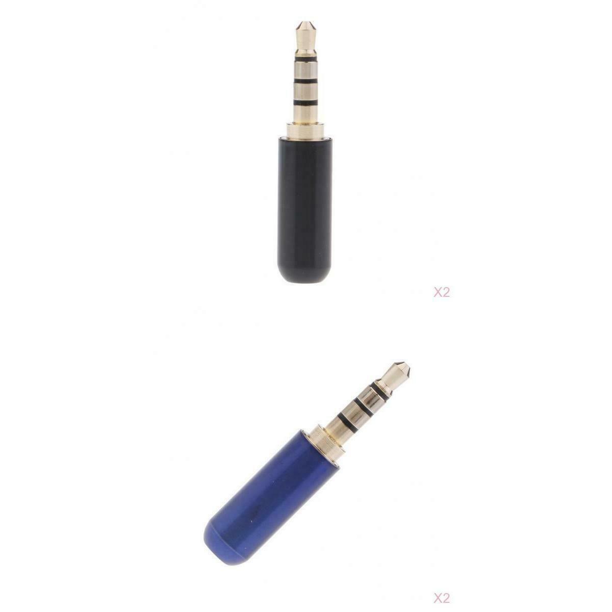 4Pcs 4-Pole 3.5mm 1/8" Male Headphone Jack Plug Metal Audio Connectors