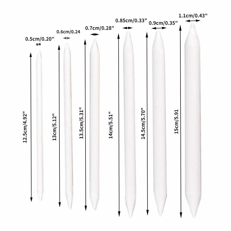 6pcs/set Blending Smudge Stump Stick Tortillon Sketch Art White Drawing C.l8