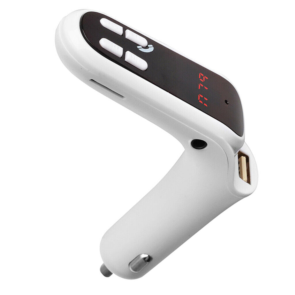 Wireless Bluetooth Car Kit FM Transmitter MP3 Player with USB Charger White