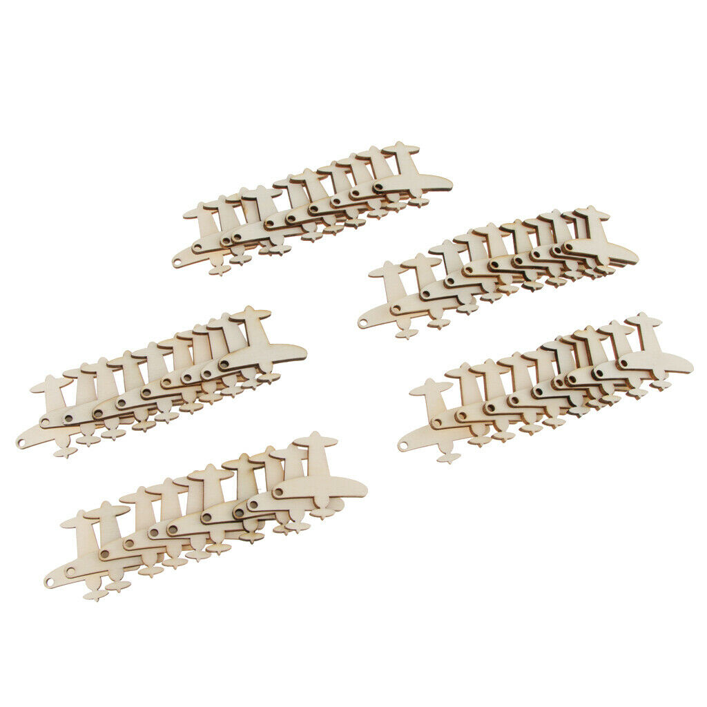 50pcs Airplane Cutout Hanging Ornament Blank Wood Chip DIY Baby Shower Decor