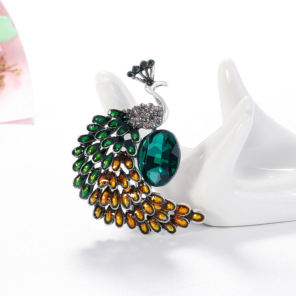 Women's Crystal Beautiful Peacock Brooch Fashion Wedding Animal Bouquet Brooch