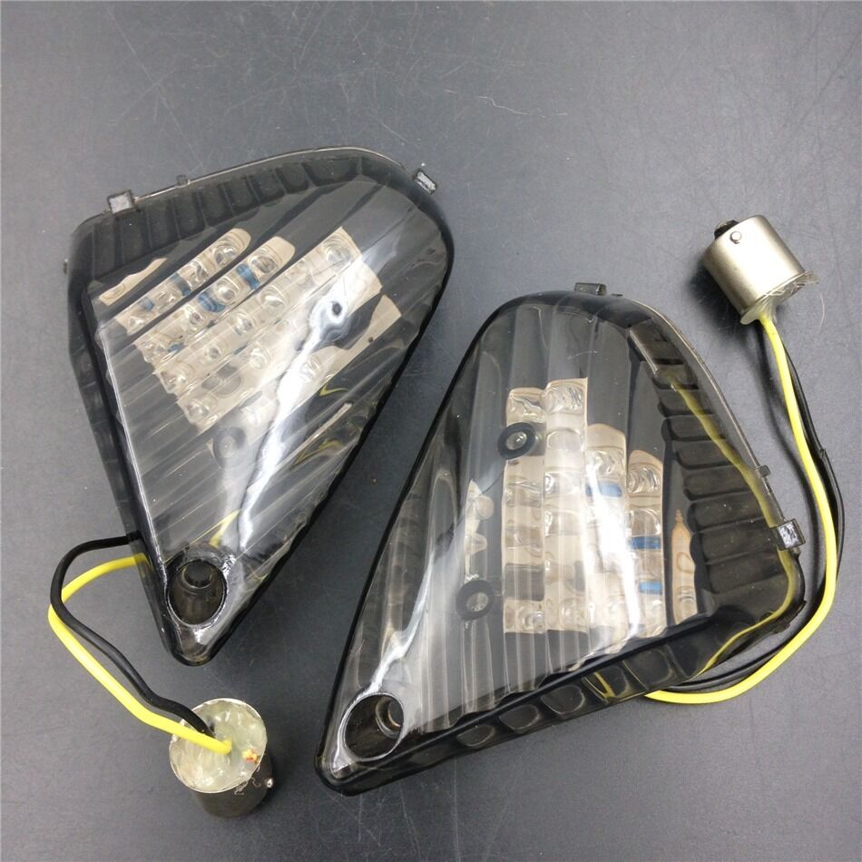 Plastic Rear Turn Signal Len Cover w/LED light Smoke For Suzuki GSXR1000 GSX-R
