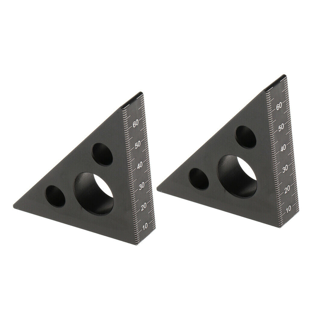 Lots 2 Metric Aluminum Alloy Triangle Square Measuring Easy-Read Black