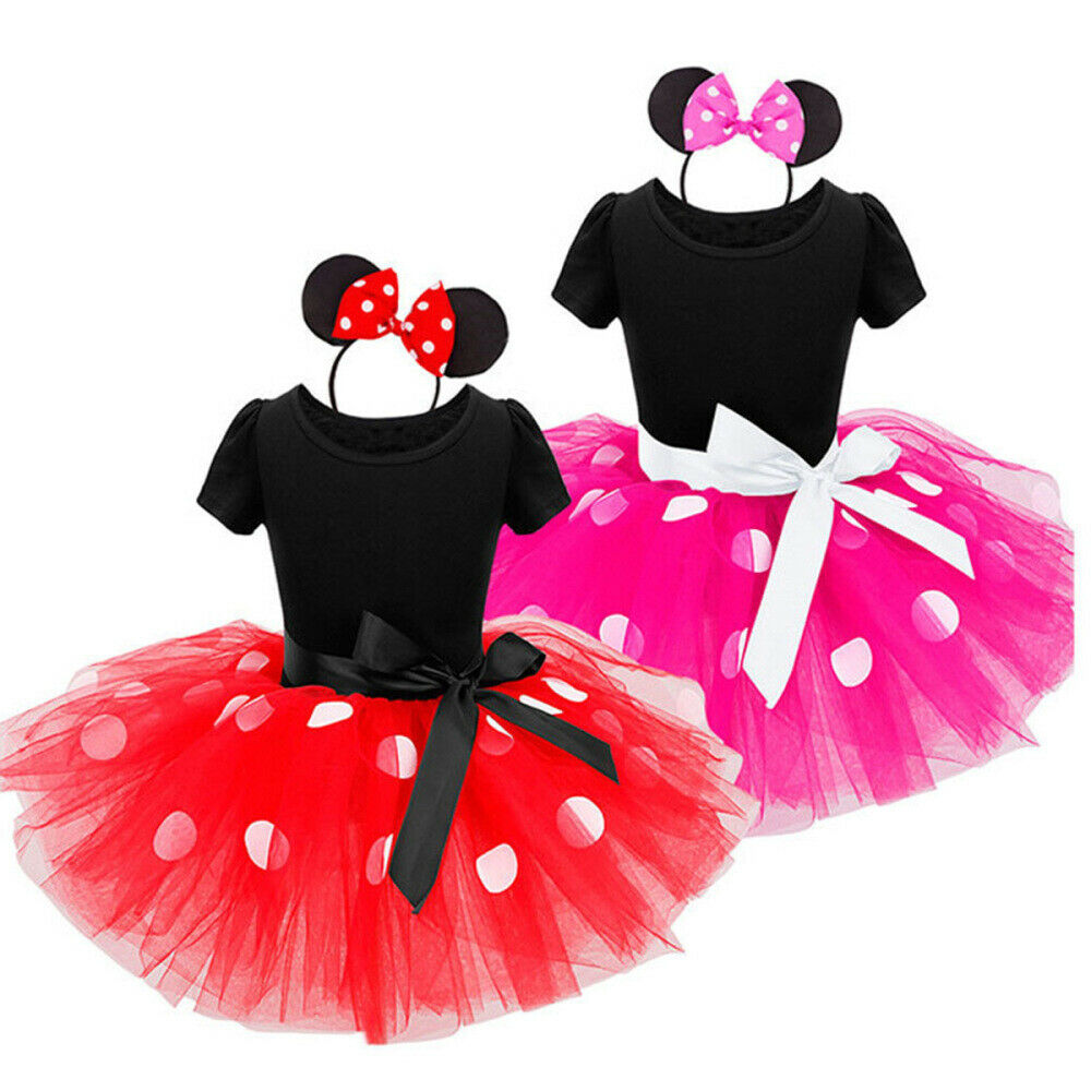 2Pcs/Set Baby Girls Minnie Mouse Princess Tutu Dress Headwear Party Outfits