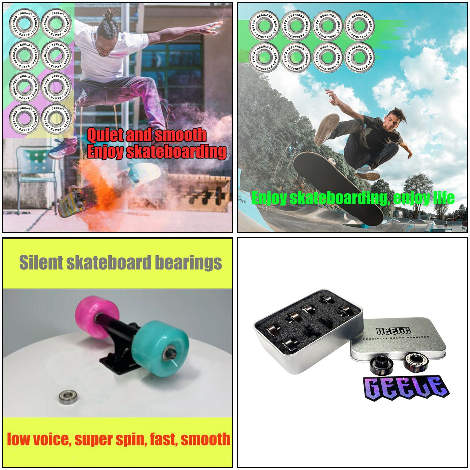 8x Premium Skateboard Bearing 8x22x7mm Ball Bearings Spinners Accessories