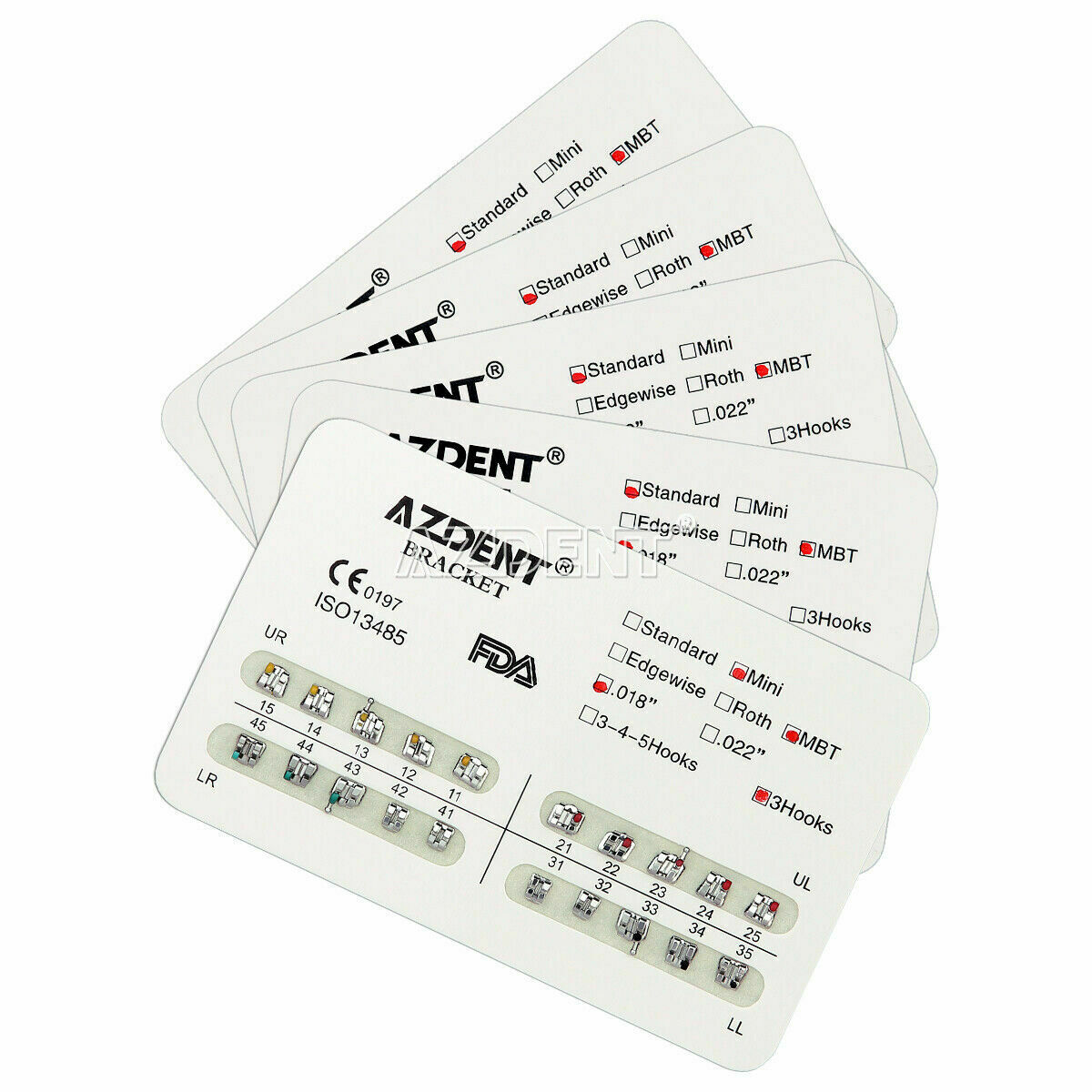 50Packs Dental Orthodontic Bracket Braces Mini MBT Slot.018" Hooks 3 AZDENT