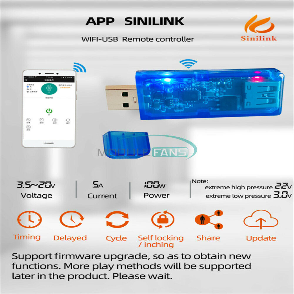 WIFI-USB Mobile Phone Remote Controller 3.5-20V 5A Mobilephone APP Smart Home