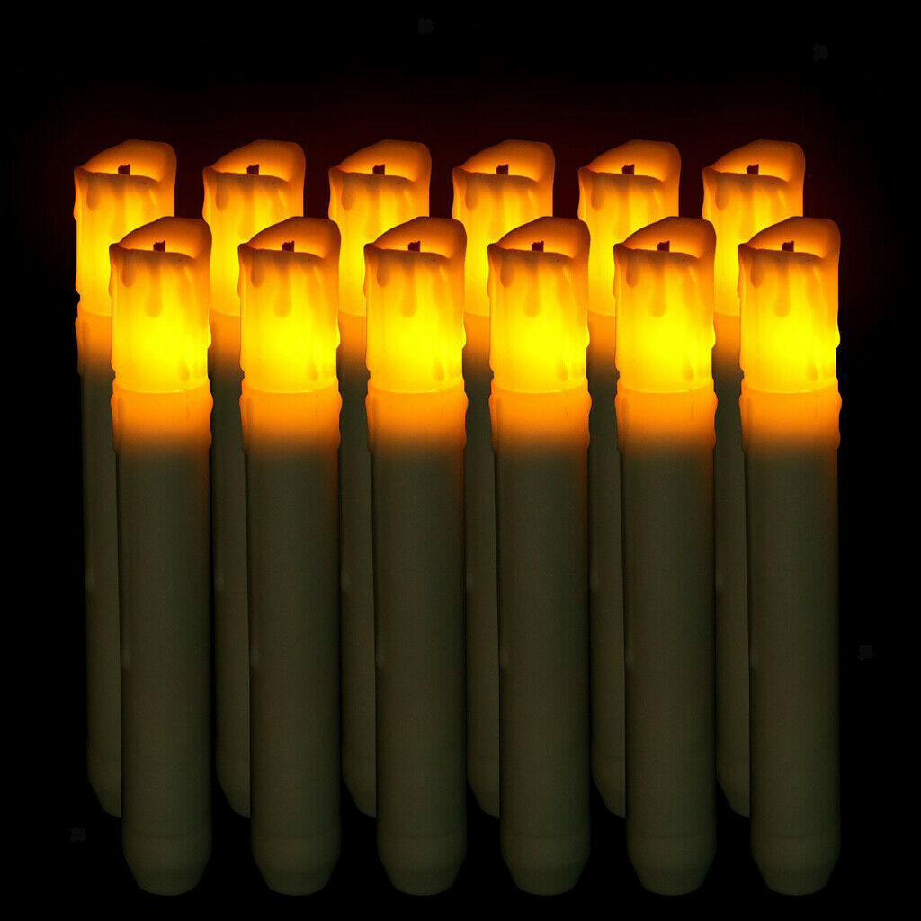 12 Pieces Tall Electric LED Candle Flameless Candle for Party Decor 155mm  B