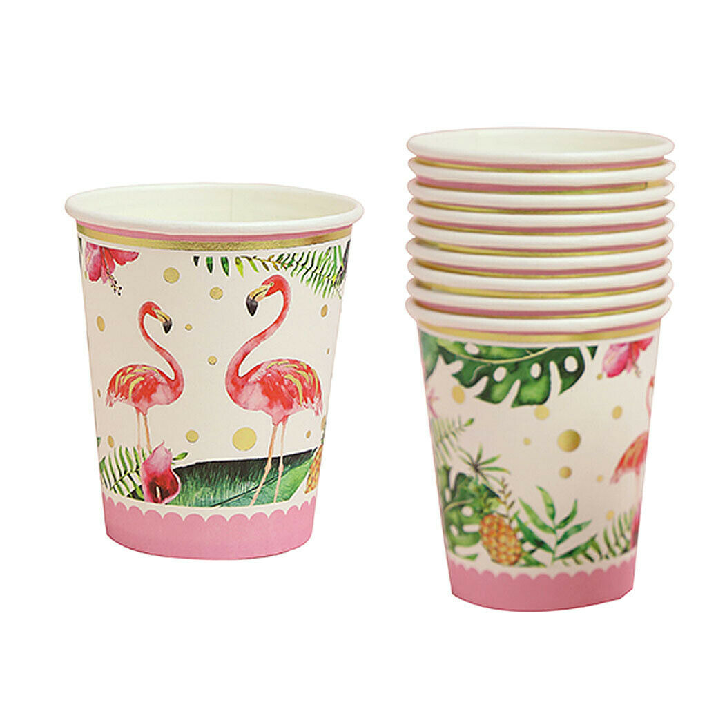 10pcs Lovely Flamingo Paper Disposable Cups Beverage Drinking Cup Decor