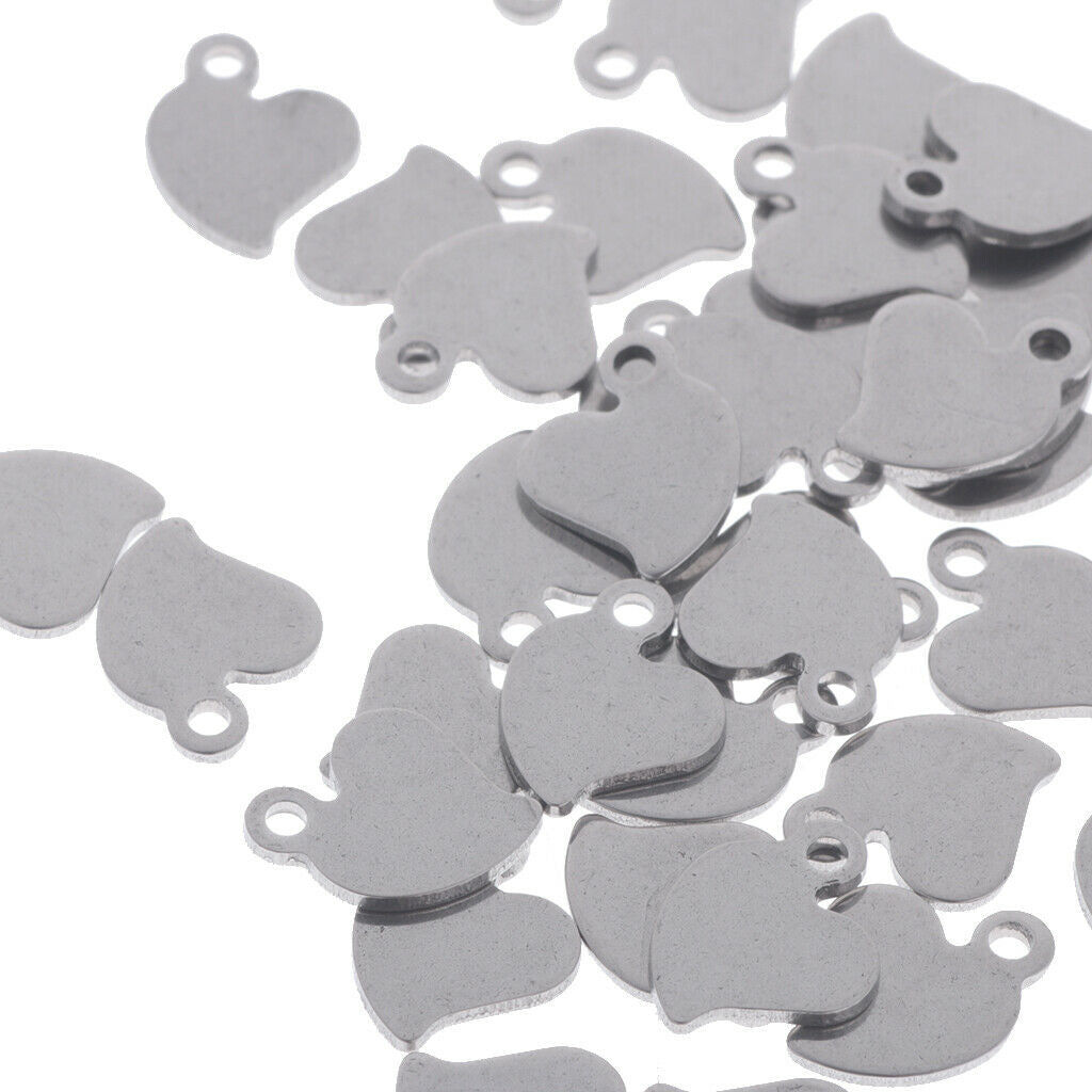 50 Pieces Stainless Steel Pendant For Necklace DIY Jewelry Making Heart