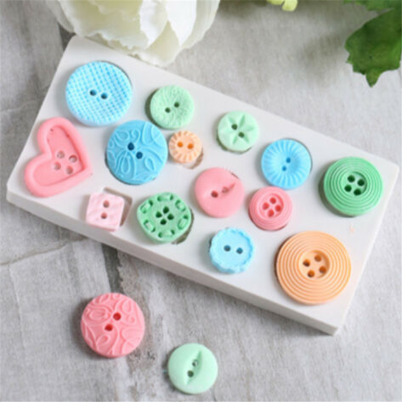 Button Silicone Fondant Cake Icing Cutter Tool Cupcake Decor Sugarcraft Mould