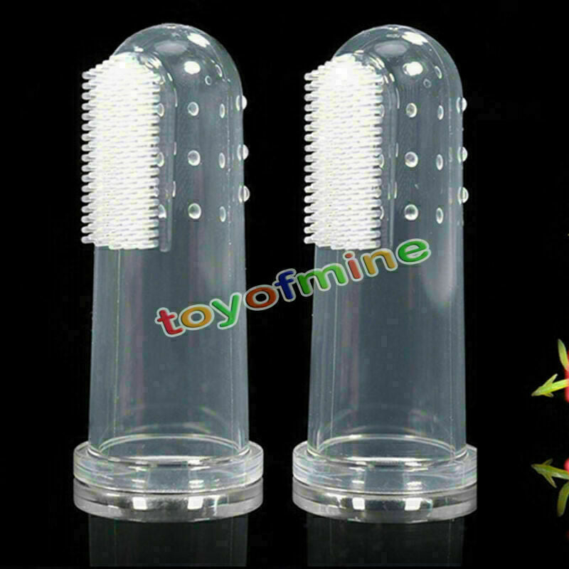 4x Soft Finger Toothbrush Pet Dog Oral Dental Cleaning Teeth Care Hygiene Brush