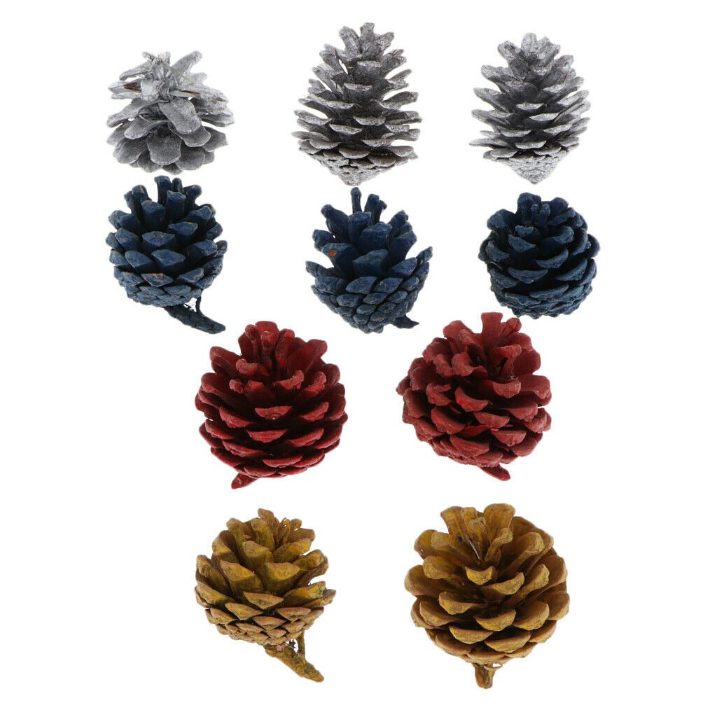 10x Colorful Pine Cones Xmas Tree Pinecone Ornaments for Photo Props 4-5cm