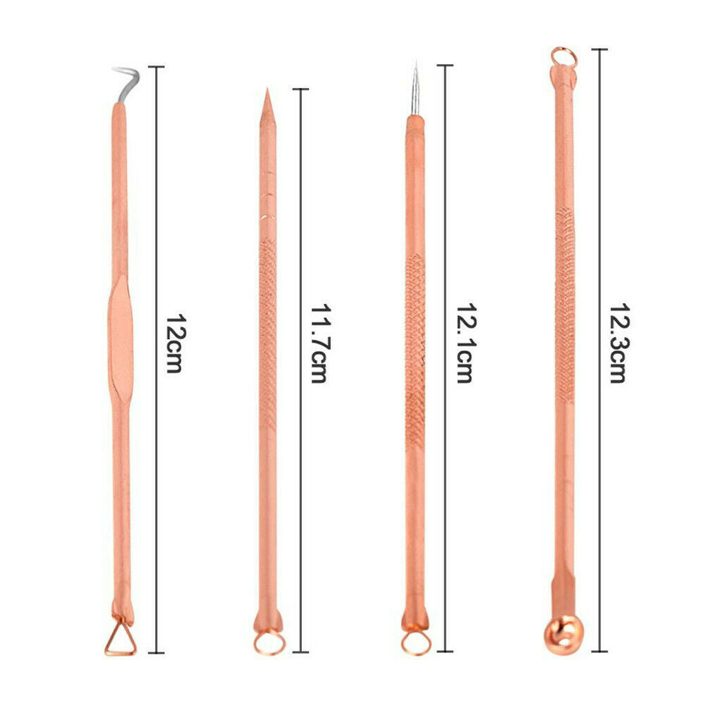 4 Piece Stainless Blackhead Acne Blemish Pimple Extractor Remover Needle Kit
