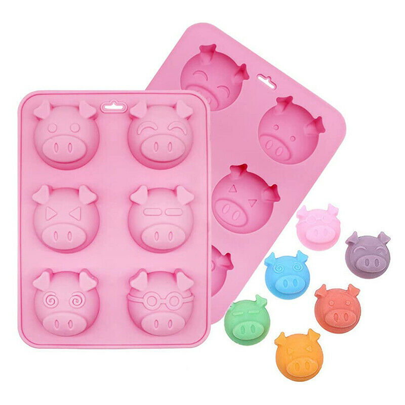 6 Holes Littles Pig Shape Cake Mould Pink Silicone Candy Mold DIY Baking TooBDA